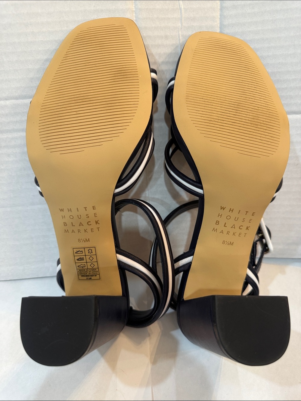 White House Black Market Nova Mixed Knot High Heels WHBM Size 8.5M Blue NIB - Picture 9 of 16